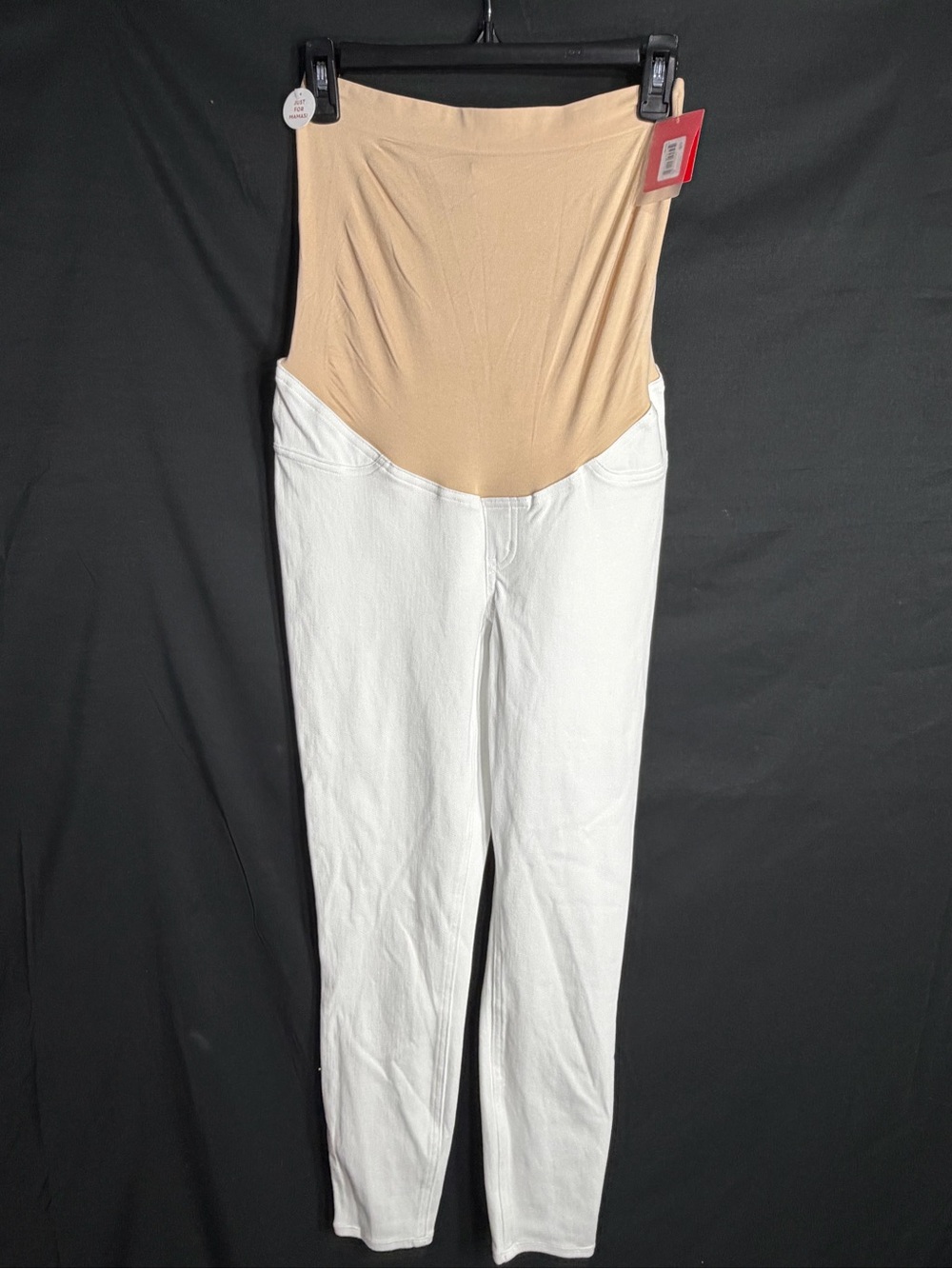 Spanx White Skinny Maternity Jeans with Beige Support Panel size L NWT